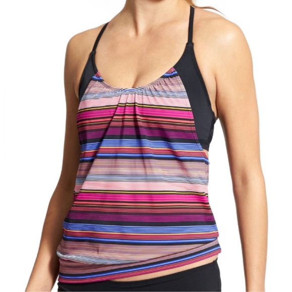 Athleta Other - Athleta Swim Athleta Capri Stripe Blousy Tankini Top Size 32B/C